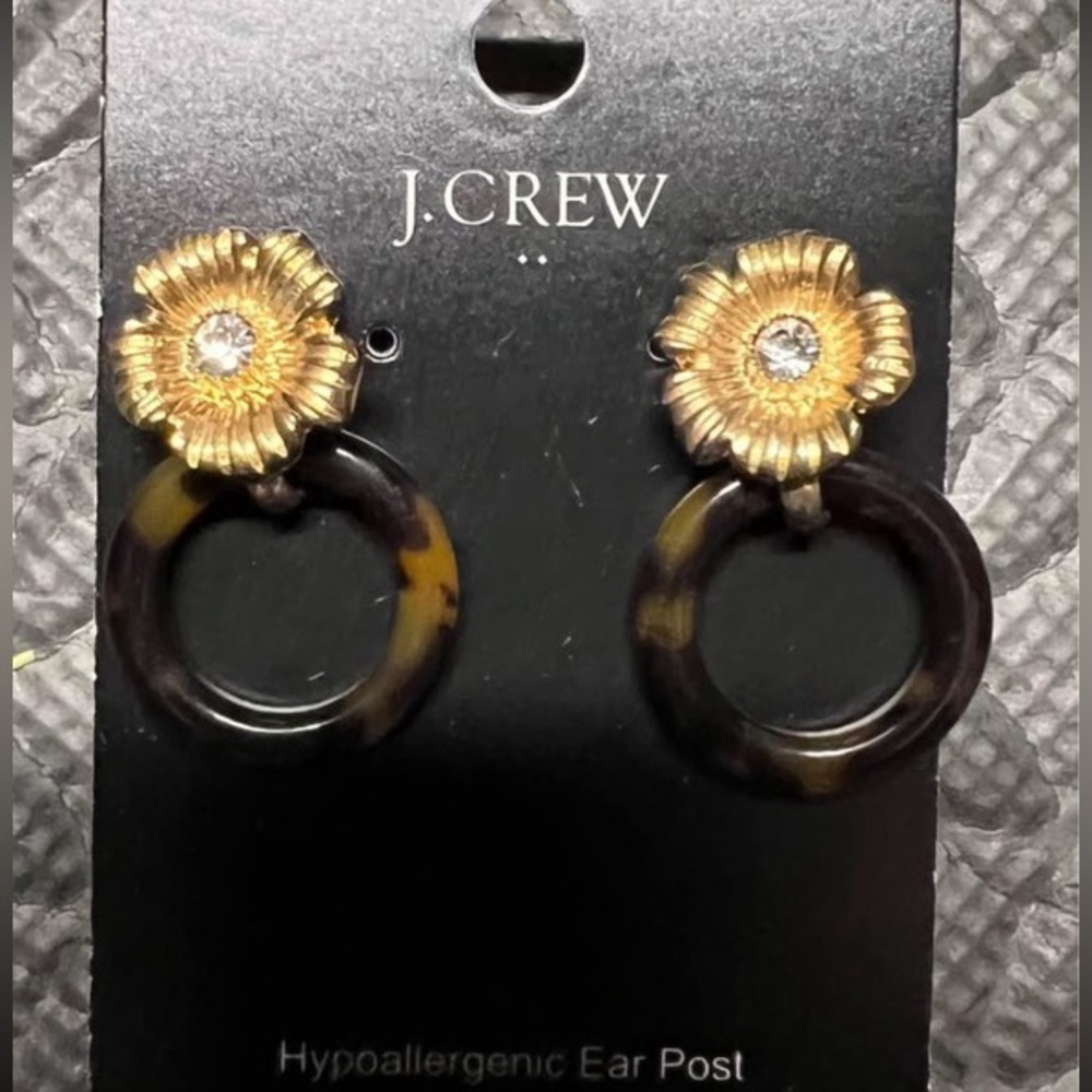J.Crew Gold Toned Flower Earrings